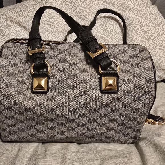 Michael Kors Black and Brown Signature Satchel